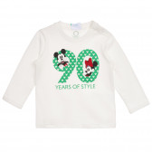 Bluză din bumbac cu imprimeu Mickey și Minnie Mouse pentru bebeluș, albă Benetton 232732 