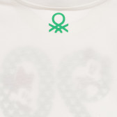 Bluză din bumbac cu imprimeu Mickey și Minnie Mouse pentru bebeluș, albă Benetton 232735 4