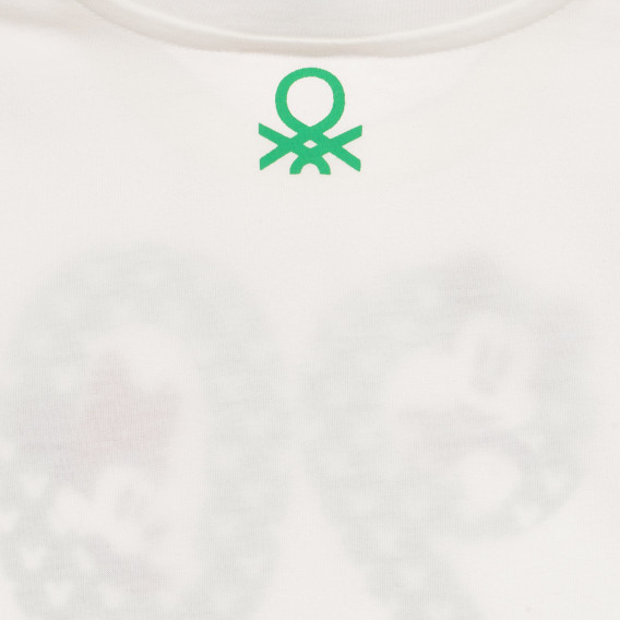 Bluză din bumbac cu imprimeu Mickey și Minnie Mouse pentru bebeluș, albă Benetton 232735 4