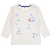 Bluză din bumbac cu imprimeu grafic pentru bebeluș, albă Benetton 232775 