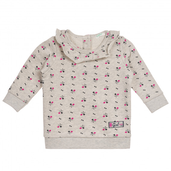 Bluză cu imprimeu floral și volănașe pentru bebeluș, gri Benetton 232783 4