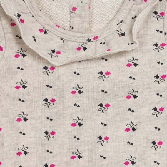 Bluză cu imprimeu floral și volănașe pentru bebeluș, gri Benetton 232784 2