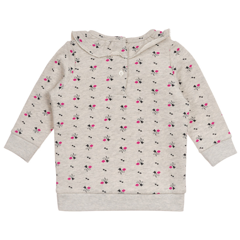 Bluză cu imprimeu floral și volănașe pentru bebeluș, gri  232786