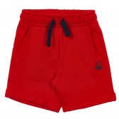 Pantaloni scurți din bumbac cu sigla mărcii pentru bebeluși, roșii Benetton 232909 