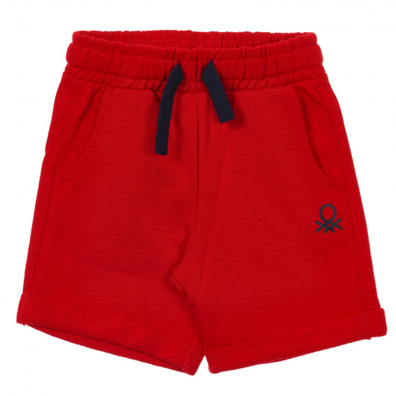 Pantaloni scurți din bumbac cu sigla mărcii pentru bebeluși, roșii Benetton 232909 