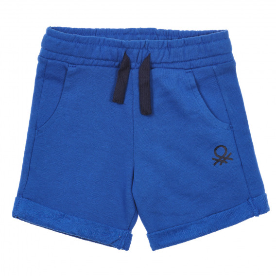 Pantaloni scurți din bumbac cu logo marcă, albastru Benetton 232917 