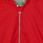 Jachetă cu glugă și fermoar pe toată lungimea și căptușeala, roșie Benetton 232930 2
