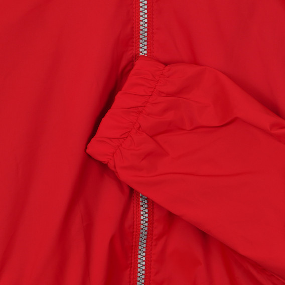 Jachetă cu glugă și fermoar pe toată lungimea și căptușeala, roșie Benetton 232931 3