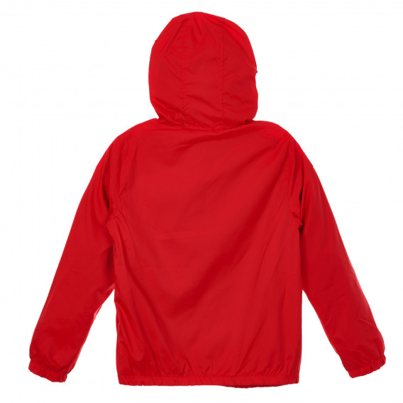 Jachetă cu glugă și fermoar pe toată lungimea și căptușeala, roșie Benetton 232932 4