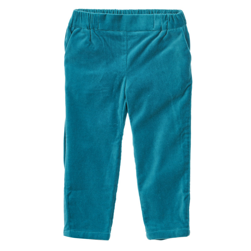 Pantaloni de pluș din bumbac cu talie elastică, albastru  232941