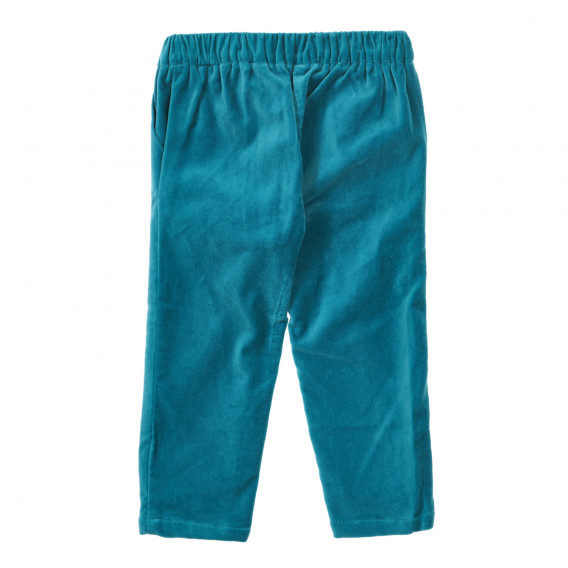 Pantaloni de pluș din bumbac cu talie elastică, albastru Benetton 232944 4