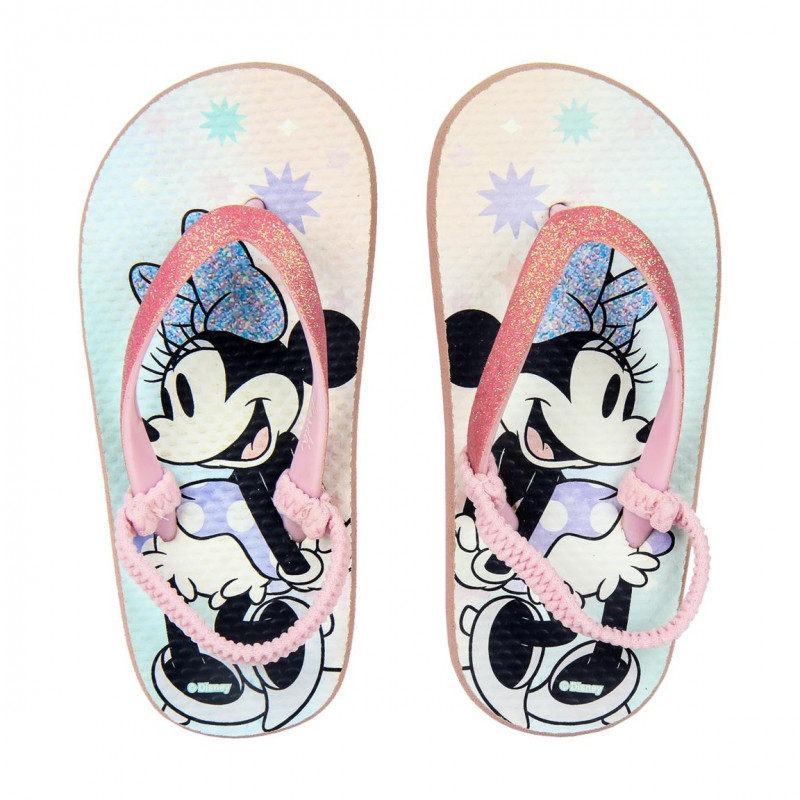 Flip flops cu curea elastică Minnie Mouse, roz  233046