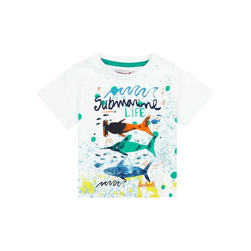 Tricou de bumbac pentru copii, cu imprimeu mare de pește  23315