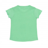 Tricou din bumbac cu imprimeu floral și inscripție, verde Boboli 233425 2