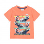 Tricou din bumbac cu imprimeu șopârlă, portocaliu Boboli 233465 