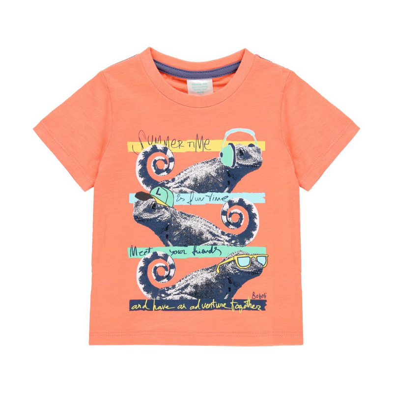 Tricou din bumbac cu imprimeu șopârlă, portocaliu  233465