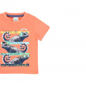 Tricou din bumbac cu imprimeu șopârlă, portocaliu Boboli 233467 3