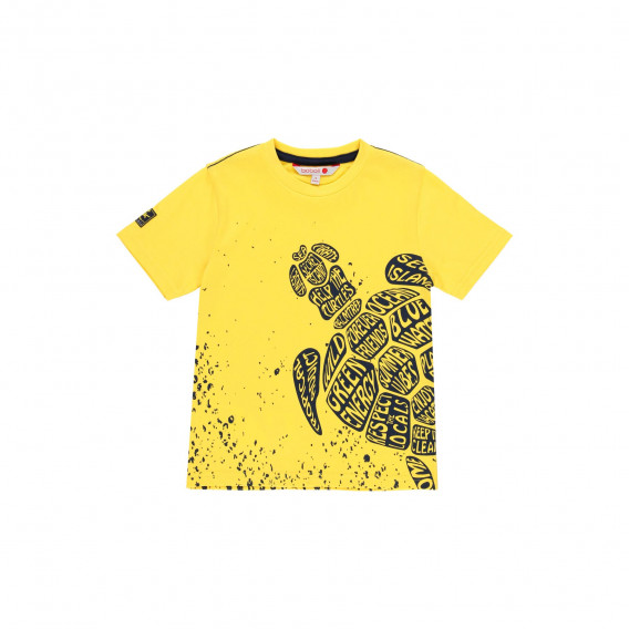 Tricou din bumbac cu imprimeu broască țestoasă, galben Boboli 233548 