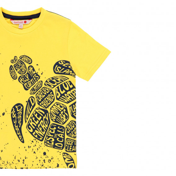 Tricou din bumbac cu imprimeu broască țestoasă, galben Boboli 233550 3