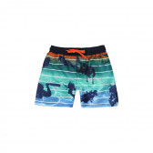 Pantaloni scurți Bermuda tip costum de baie cu imprimeu scafandru, albastru Boboli 233558 