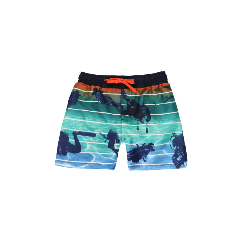 Pantaloni scurți Bermuda tip costum de baie cu imprimeu scafandru, albastru  233558