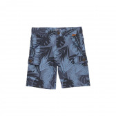 Pantaloni scurți din bumbac, imprimeu cu frunze de palmier, albastru închis Boboli 233602 