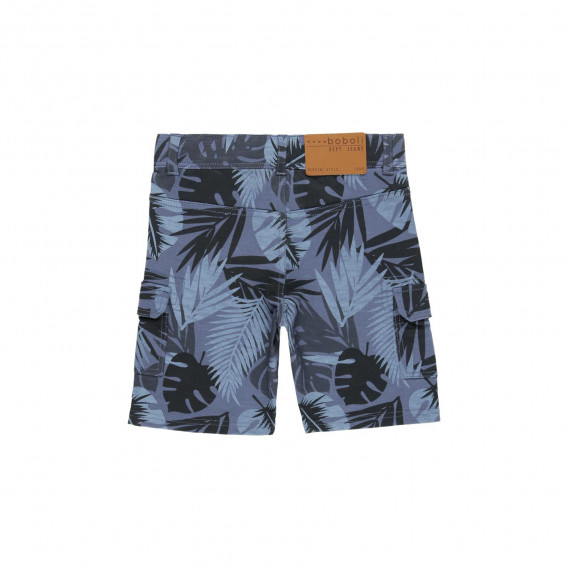 Pantaloni scurți din bumbac, imprimeu cu frunze de palmier, albastru închis Boboli 233603 2