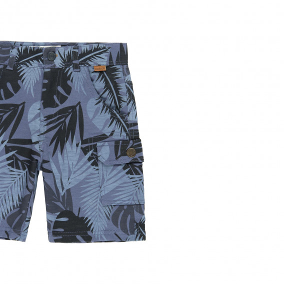 Pantaloni scurți din bumbac, imprimeu cu frunze de palmier, albastru închis Boboli 233604 3
