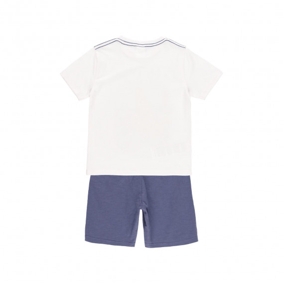 Set de tricou și pantaloni scurți din două părți, alb și albastru Boboli 233616 2