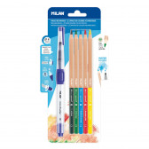 Creioane colorate, acuarelă, 3,5 mm + pensulă Milan 233850 