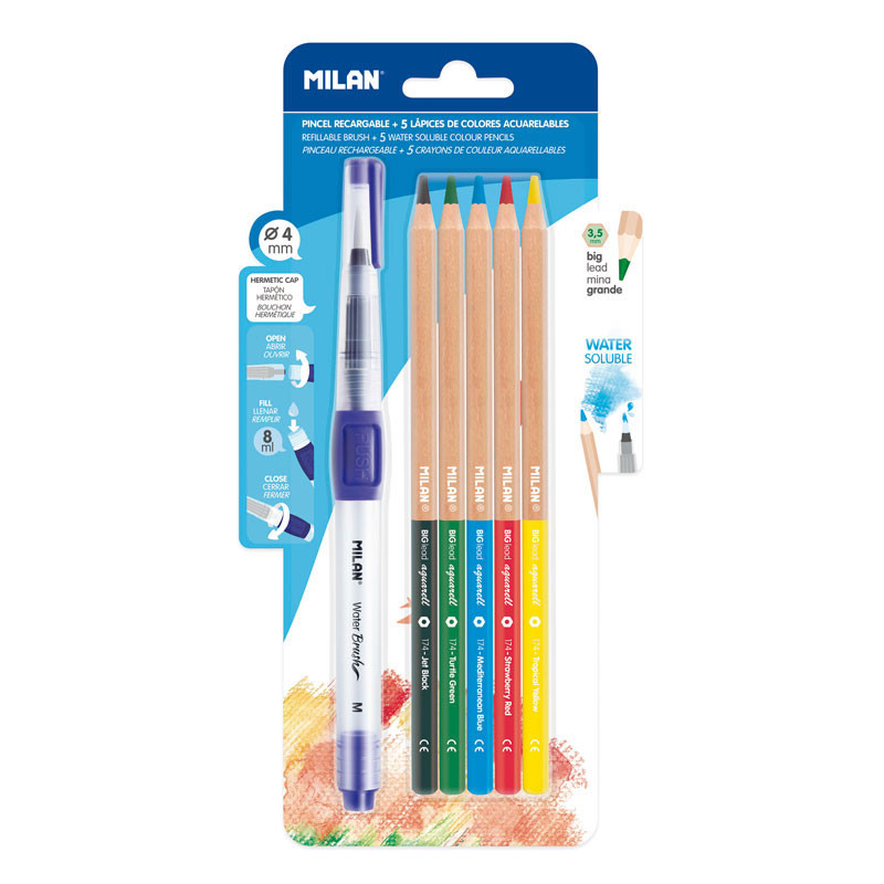 Creioane colorate, acuarelă, 3,5 mm + pensulă  233850