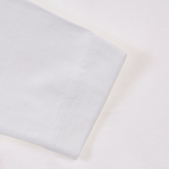 Bluză din bumbac cu mâneci lungi și imprimeu, albă Benetton 233910 3