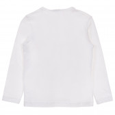 Bluză din bumbac cu mâneci lungi și imprimeu, albă Benetton 233911 4