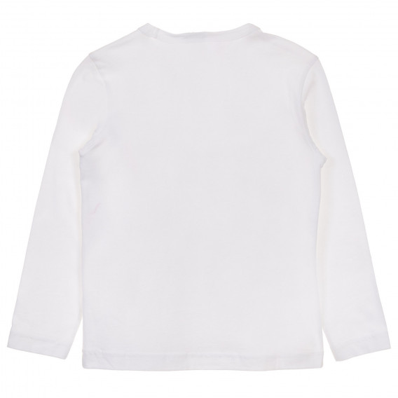 Bluză din bumbac cu mâneci lungi și imprimeu, albă Benetton 233911 4