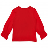 Bluză din bumbac cu mâneci lungi și aplicație, roșie Benetton 233926 3