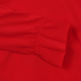Bluză din bumbac cu mâneci lungi și aplicație, roșie Benetton 233927 4