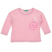 Bluză din bumbac cu mâneci lungi și imprimeu pentru bebeluș, roz Benetton 233928 