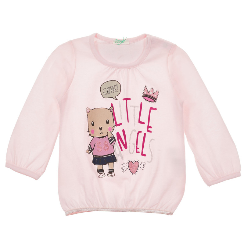 Bluză din bumbac cu mâneci lungi și aplicație pentru bebeluș, roz  233932
