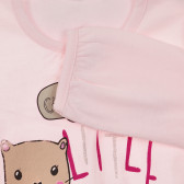 Bluză din bumbac cu mâneci lungi și aplicație pentru bebeluș, roz Benetton 233934 3