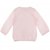 Bluză din bumbac cu mâneci lungi și aplicație pentru bebeluș, roz Benetton 233935 4