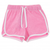 Pantaloni scurți din bumbac cu margini albi, roz Benetton 233984 