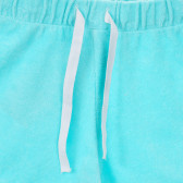 Pantaloni scurți din bumbac cu margine albă, albastru deschis Benetton 233993 2