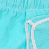 Pantaloni scurți din bumbac cu margine albă, albastru deschis Benetton 233995 4