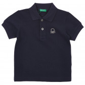Bluză din bumbac cu mâneci scurte și guler pentru bebeluș, albastru închis Benetton 234016 