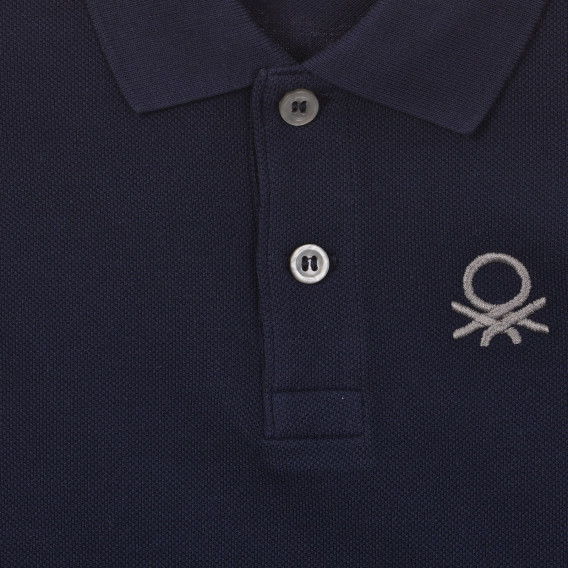 Bluză din bumbac cu mâneci scurte și guler pentru bebeluș, albastru închis Benetton 234017 2