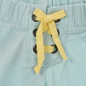 Pantaloni scurți din bumbac cu margine galbenă, albastru deschis Benetton 234025 2