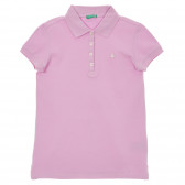 Bluză din bumbac cu mâneci scurte și guler, violet Benetton 234028 