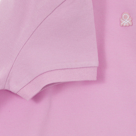 Bluză din bumbac cu mâneci scurte și guler, violet Benetton 234030 3