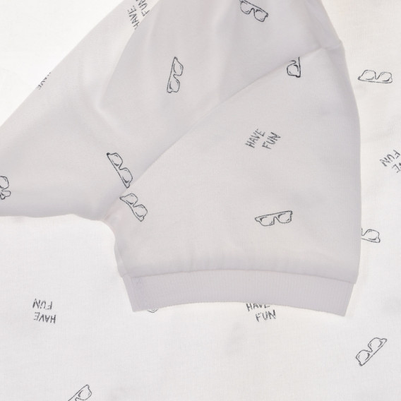 Bluză din bumbac cu mâneci scurte și imprimeu grafic - alb Benetton 234034 3