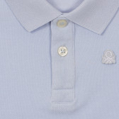 Bluză din bumbac cu mâneci scurte și guler - albastru deschis Benetton 234045 2